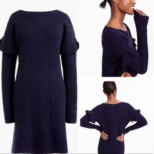 J.Crew Cable-Knit Ruffle Sleeve Sweater Dress
